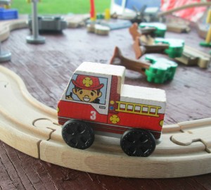 kidkraft train set fire truck