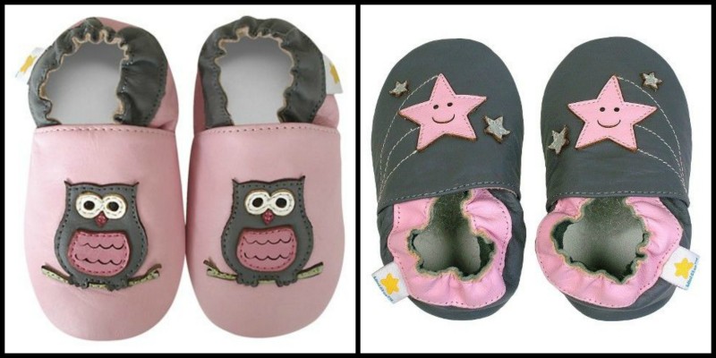 Ministar Genuine Natural Leather Footwear For Kids: Pink Grey Owls & Grey Pink Shooting Star Soft Sole Leather Shoes For Infants and Toddlers