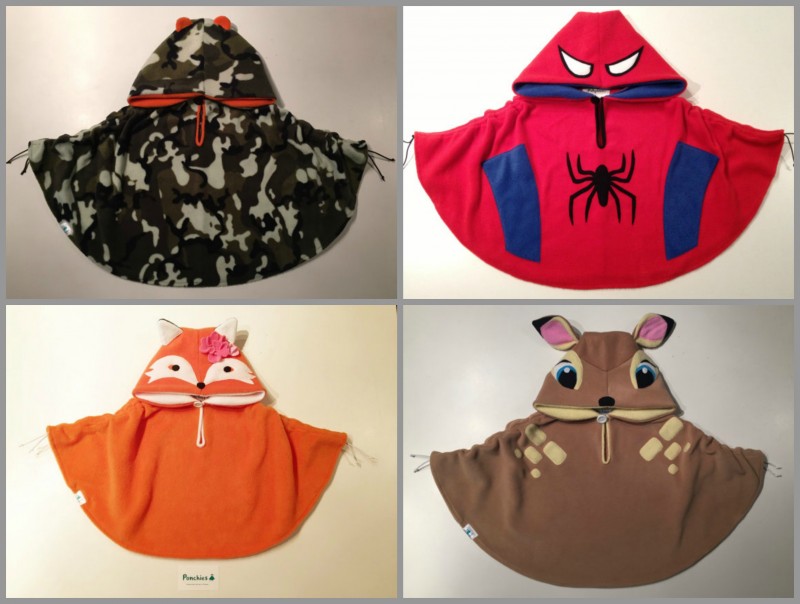 Ponchies For Kids ~ Spiderman, Camo, Fox, & Bambi Deer Ponchos For Children.