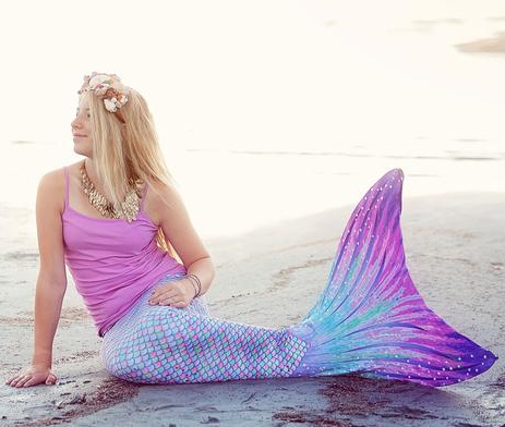 Sun Tail Mermaid ~ Aurora Borealis Mermaid Tail + Monofin Set