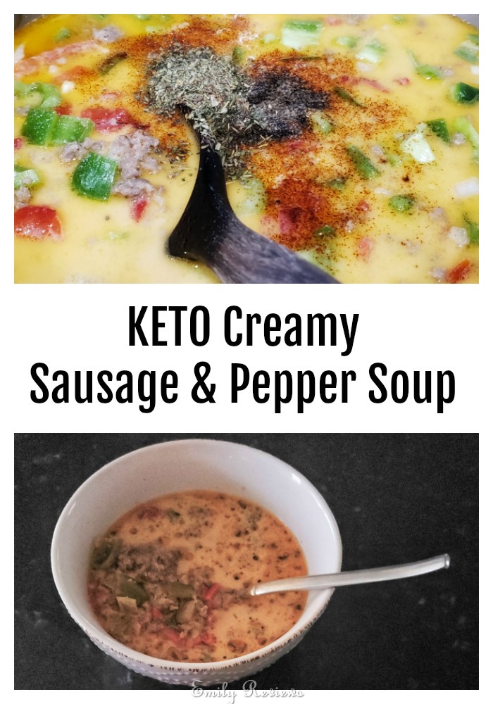KETO Creamy Sausage & Pepper Soup Recipe | Emily Reviews