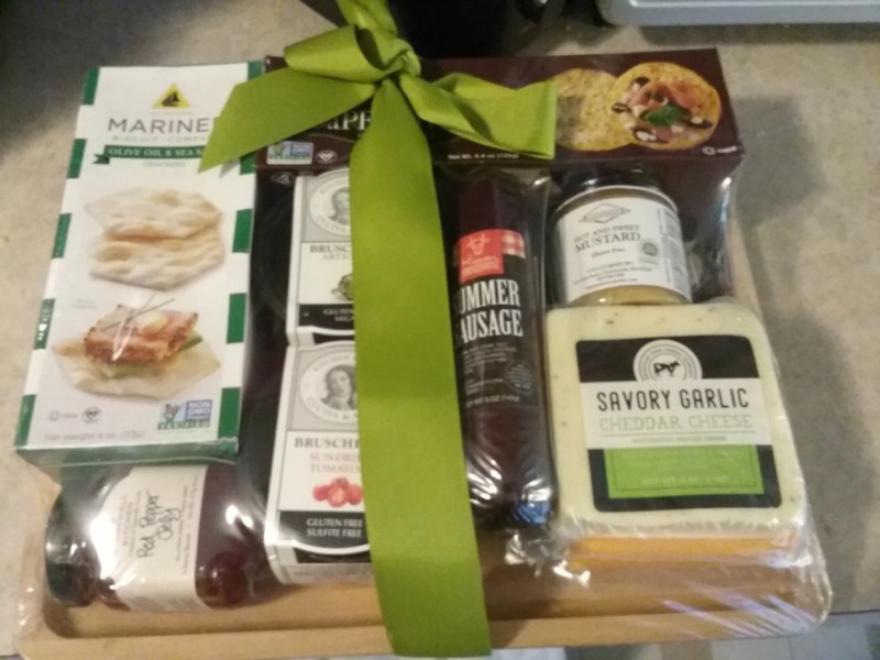 Gourmet gift basket meat and cheese