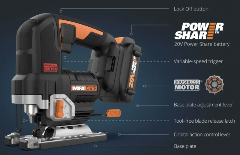 worx Nitro 20V Brushless Cordless Jigsaw