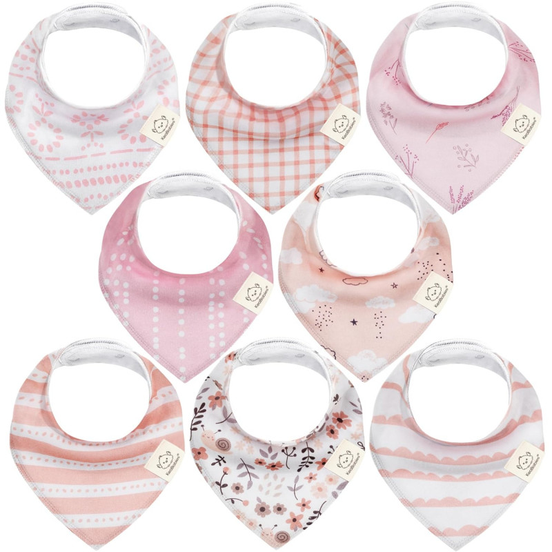 8-Pack Organic Baby Bandana Drool Bibs.