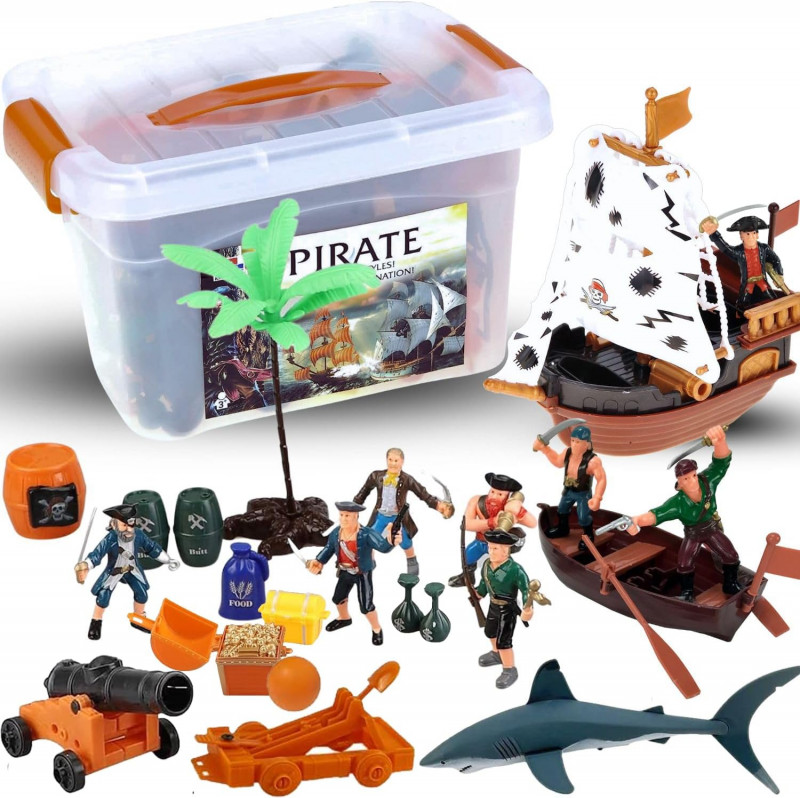 Liberty Imports Bucket of Pirate Action Figures Toys Playset.