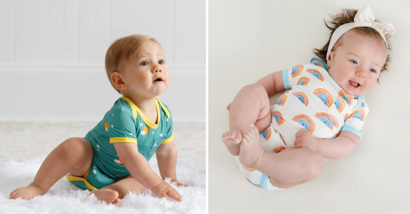 2-Piece Short Sleeve EcoSnuggle™ Bamboo Baby Onesie Set.