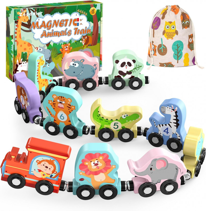 Magnetic Wooden Animals Train Set.