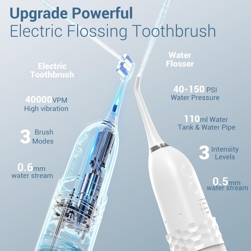 Portable Electric Toothbrush with Water Flosser.