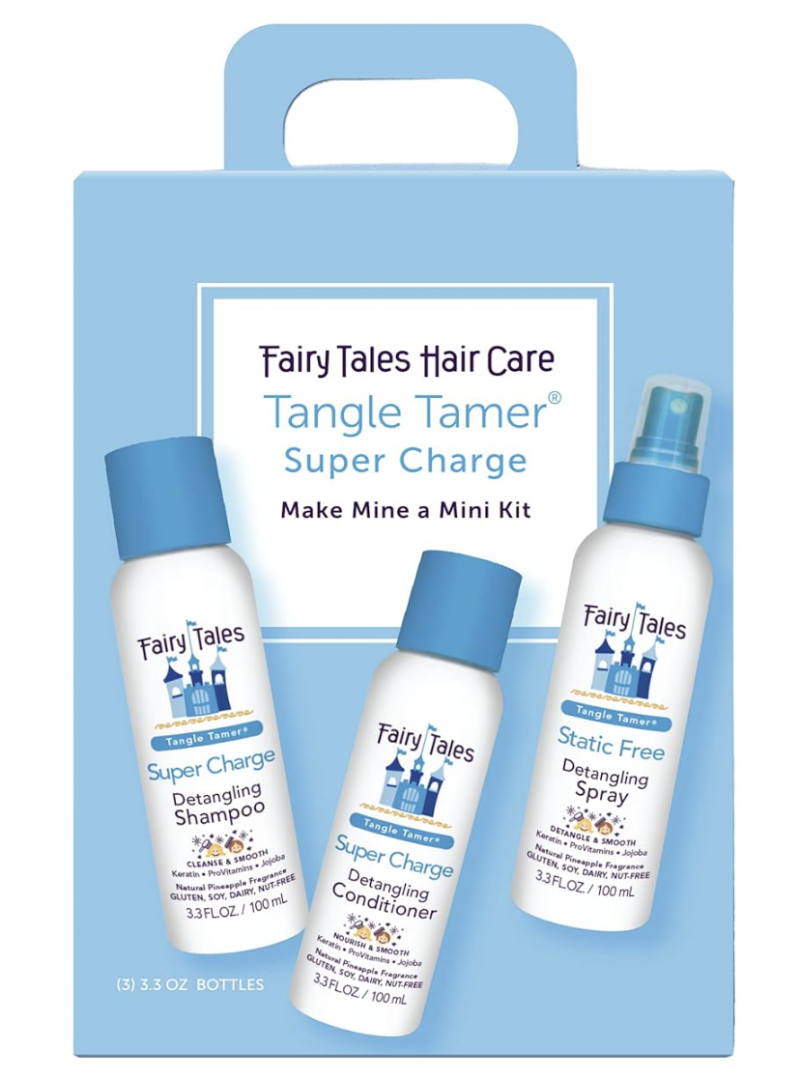 Fairy Tales Tangle Tamer Super Charge Detangling Shampoo, Conditoner, and Spray for Kids.