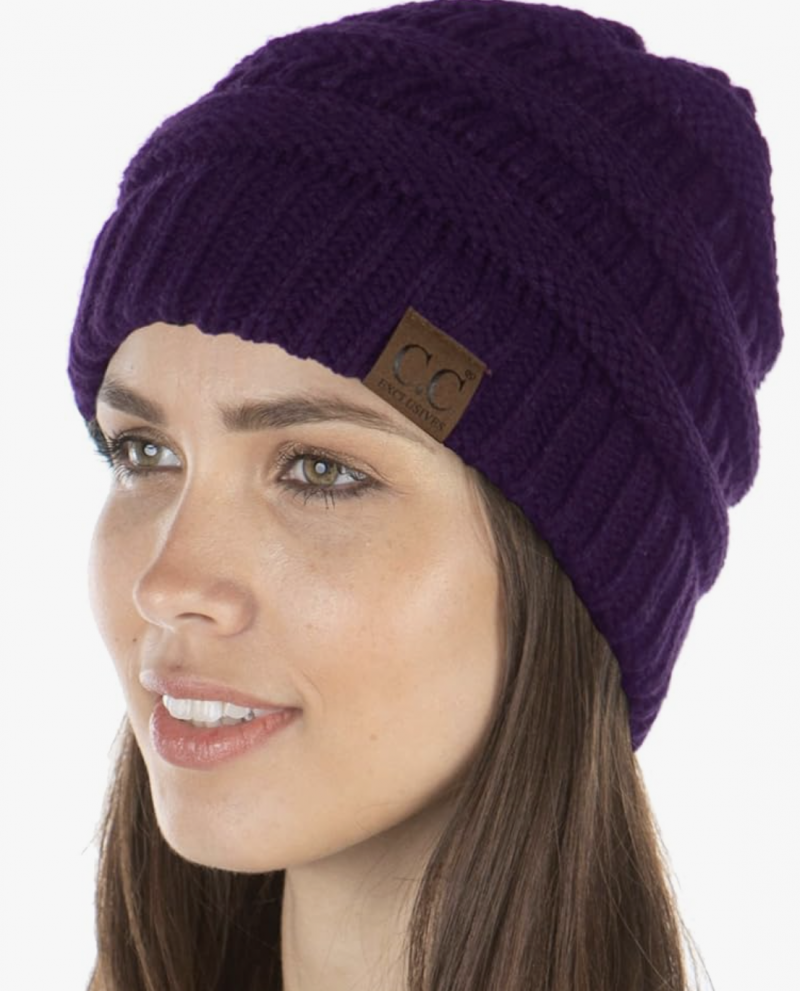 Funky Junque Exclusives Womens Beanie Solid Ribbed Knit Hat Warm Soft Skull Cap.