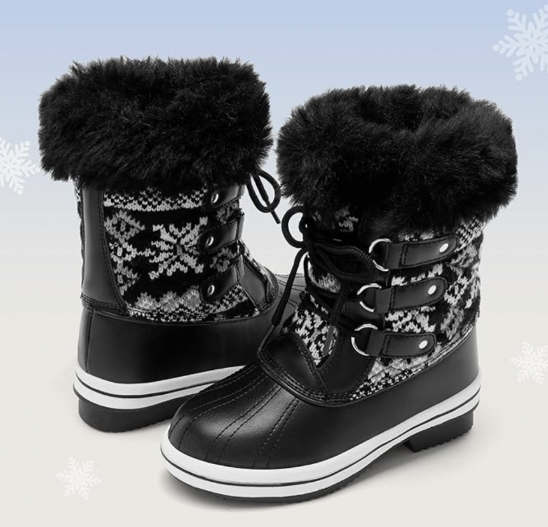 DREAM PAIRS Girls Mid-Calf Winter Snow Boots.