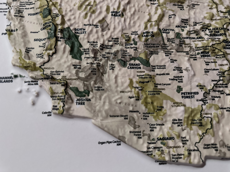 Muir way 3d relief map national parks