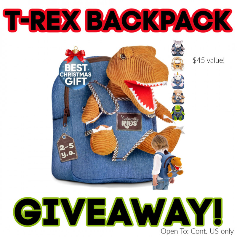 Naturally KIDS T-Rex Dinosaur Toys Backpack Giveaway.