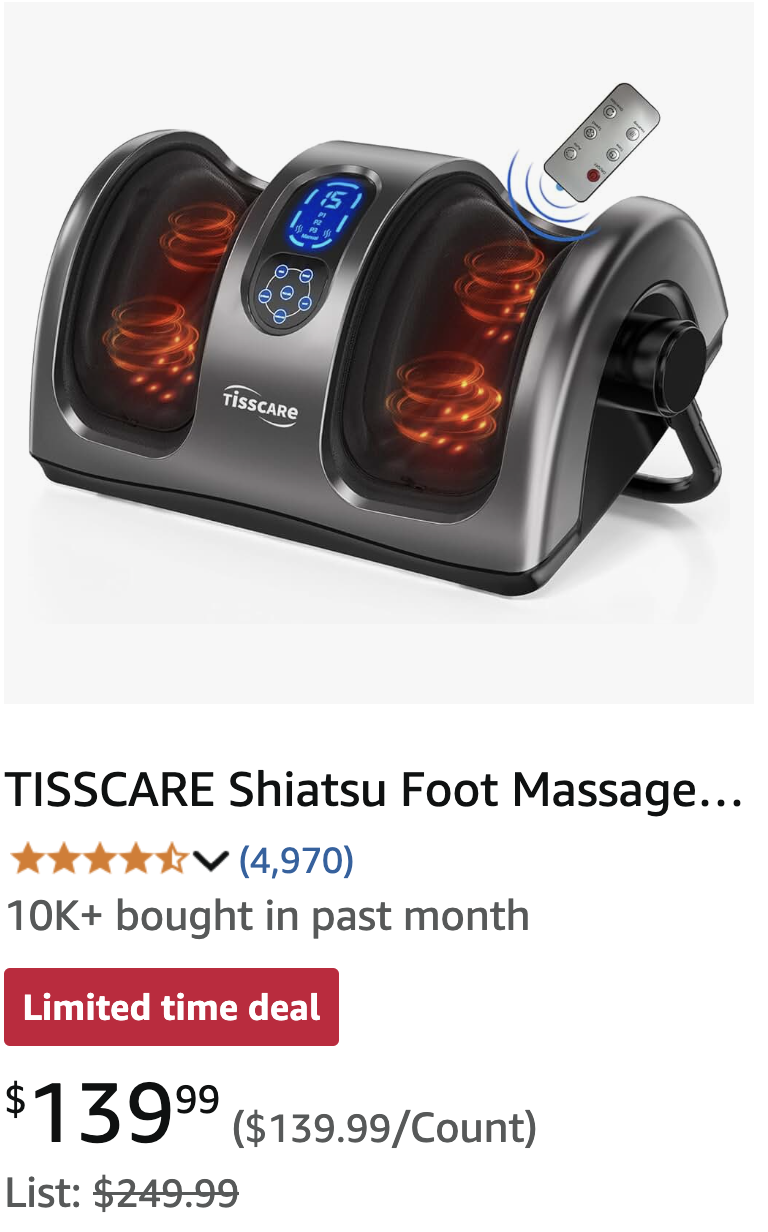 TISSCARE Shiatsu Foot Massager with Heat.