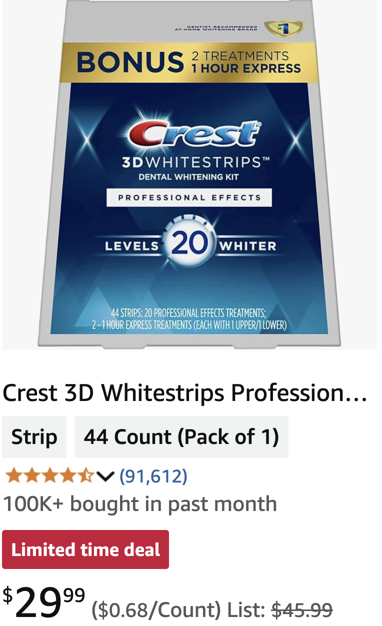 Crest 3D Whitestrips Professional Effects.